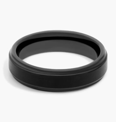 Brushed and Polished Comfort Fit Wedding Ring in Black Tungsten Carbide (6mm)