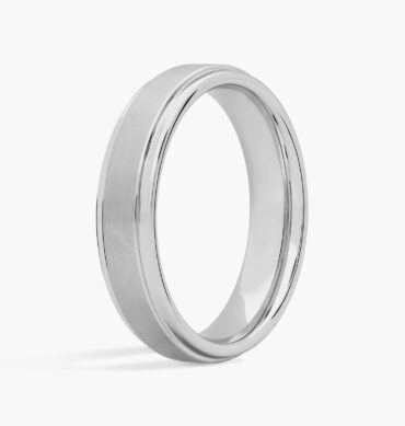 Brushed and Polished Comfort Fit Wedding Ring in White Tungsten Carbide (6mm)